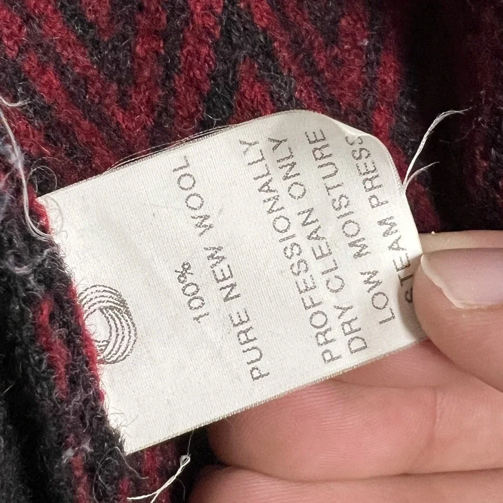 L.L. Bean Hooded Coat Womens Large Charcoal Red Wool Made in Austria Vintage_5